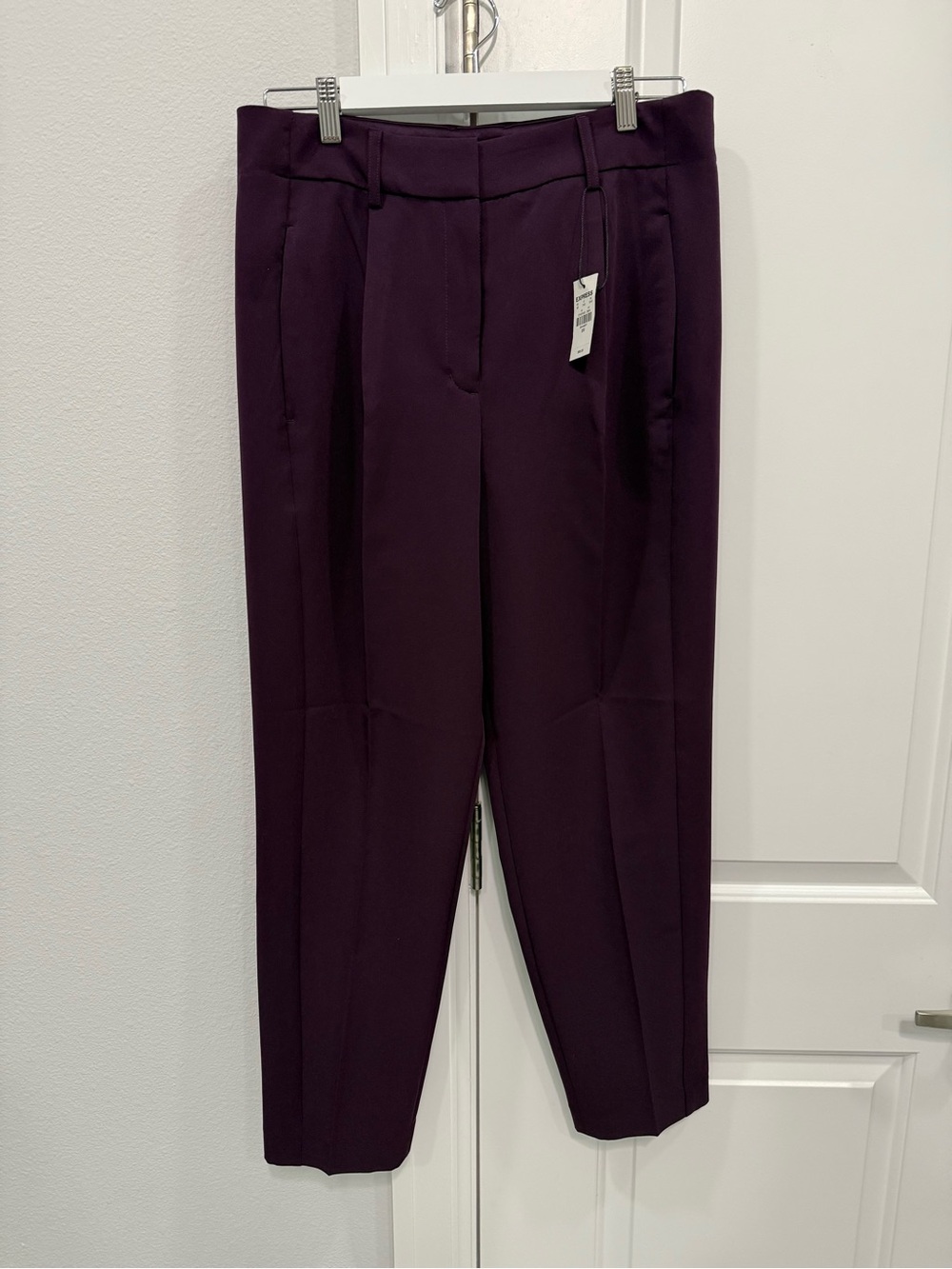 Express Plum Tailored Straight-Leg Trousers